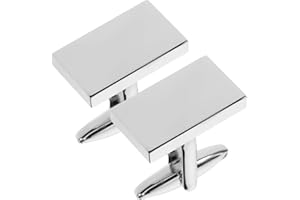 Beavorty 1 Pair of Silver Cufflinks Rectangle Sleeves Buttons Mens Cufflinks Sleeves Buttons Rectangle Cuff Links Set for Men Wedding Party (Silver)