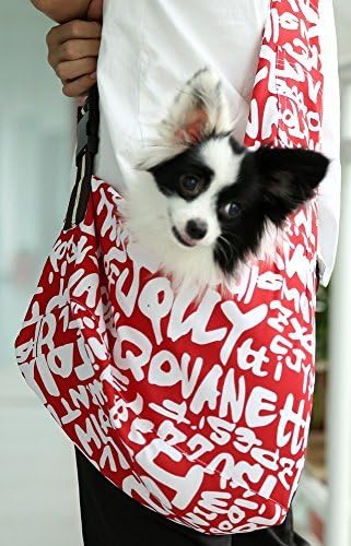 Dog Puppy Cat Pet Shoulder (Tote Style) Sling Bag Carrier Holder - Large (4 to 6 Kg) Red &amp; White