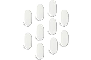KAXIMON Self Adhesive Hooks White, 10 Pack Sticky Hooks Extra Strong for Kitchen, Bathroom, Sink - Waterproof Carbon Steel Stick Hanger on Towel Hooks