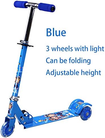Skytower Boy Girl Children Kickboard Mini T-Bar 3 Flash Wheel Light Kick Scooter (Blue)