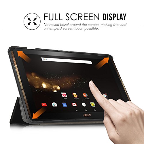 Acer Iconia Tab 10 A3-A40 hülle, IVSO® Ultra Schlank Superleicht Ständer Slim Leder zubehör Schutzhülle für Acer Iconia Tab 10 A3-A40 Tablet-PC perfekt geeignet, Smart Cover-Schwarz - 2
