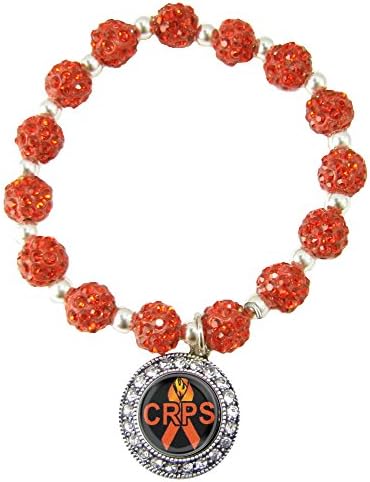 CRPS Complex Regional Pain Syndrome/ Reflex Sympathetic Dystrophy Orange Bling Bracelet Jewelry