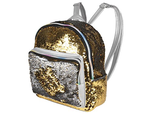 Preisvergleich Produktbild Kleiner Rucksack mit Pailletten Wendepailletten Glitzer-Rucksack Umkehr-Pailletten klein Kinderrucksack Mädchen Jungen von ALSINO RUCK-G08 Gold Silber