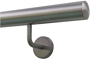Stainless Steel Handrail, 42.4 mm Diameter, With Angled Bracket & Various End Pieces (Flat, Curved, Semi-Circular, Arch, Corner, Diagonal)