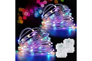 SUWITU Guirlande Lumineuse, Lot de 2 12M 120 LED Guirlandes Lumineuses à Piles ave 8 Modes, IP65 Etanche Fairy Lights Interieur/Exterieure Decoration pour Chambre Noël Mariage Soirée Maison