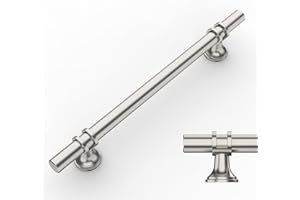 Amerdeco 10 Pezzi Maniglie per Mobili, Nichel Spazzolato, Foro 160mm, Argento, in Lega di Alluminio, per Mobili da Cucina, Maniglie Armadio e Cassetti UK0002