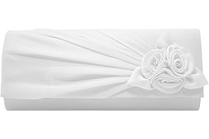 wocharm Ladies Satin Clutch Bag With Rose Evening Wedding Party Prom Bridal Handbag Women's Shoulder Bag
