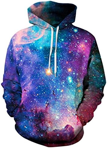 Caladele Men Women 3D Sweatshirts Print Galaxy Hoodies Thin Unisex Pullovers Tops Hip Hop L