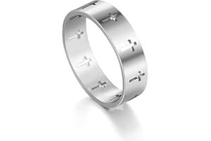 SIPURIS Bague en Forme de Croix pour Homme et Femme - Acier Inoxydable - Prière du Seigneur - Anxiété Religieuse - Mariage Empilable