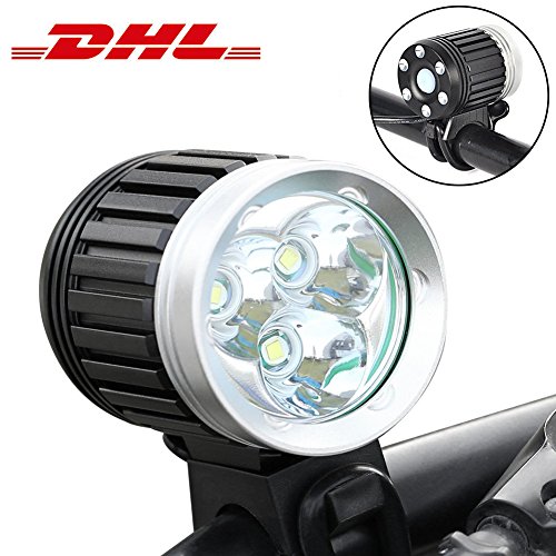 Preisvergleich Produktbild LED Fahrradbeleuchtung Set Fahrradlampen mit Aufladbar akku,Wasserdichte Scheinwerfer Fahrrad Fahrradlicht led lampe batterie licht set Super Hell [ 4000 Lumen ][6400 mAh][3 Modi CREE XM-L T6]