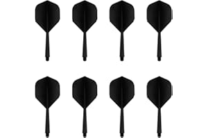 PARFCO 8 Stück Dart Schäfte, Dart Flights mit Schaft, 75mm Dart Shafts und Flights aus Einem, 2BA Darts Zubehör, für Dart Barrels mit Gewindedurchmesser