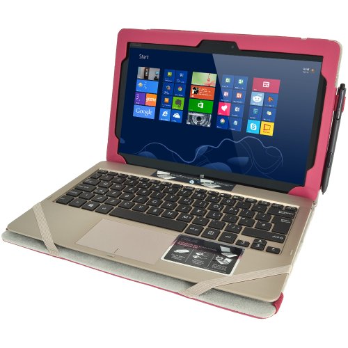 igadgitz Rosa PU Ledertasche Hülle Folie Cover für Asus Vivo Tab TF810 11.6″ Tablet mit Multi Winkelbetrachtung Stand + Tastatur Dock - 2