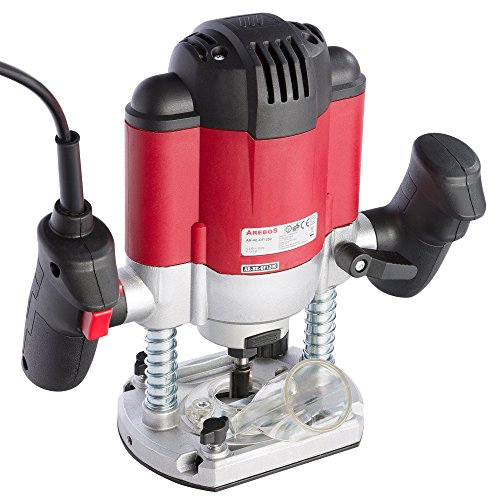 Arebos Oberfräse Holz Fräse maschine Hand Kanten 1200 W, inklusive 12 Fräser und Koffer, 4260199750179 - 2