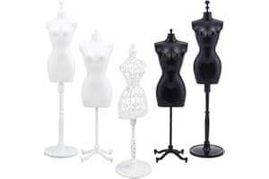 NBEADS 5 Sätze Mini Mannequin Display Modell, Plastik Display Halterung Schaufensterpuppe Display Holder Dress Form für Mini-Kleider DIY Making Zubehör Kleidung Display Rack