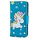 Produktbild iPod Touch 5 Flip Hülle,iPod Touch 6 Wallet SchutzhülleLspcase Einhorn Glitzer Handyhülle PU Leder Bookstyle Handytasche Schale Handy Tasche Flip Cover mit Standfunktion Karteneinschub und Magnetverschluß Etui für iPod Touch 6 / Touch 5 , Cartoon Muster Blau