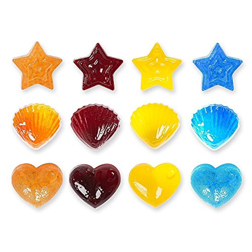 Joyoldelf Silikon Formen Süßigkeit Gebäude Ziegelstein Miniabbildungen Eiswürfel Eiswürfelformen Schokolade Soap Treat Fondant Crayons Party Form -Herzen, Sterne und Schale – 3 Stück - 4