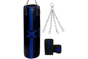 Xn8 Sports Unfilled Punching Bag for Boxing – 4ft & 5ft Heavy Duty Punch Bag with Boxing Mitts & Hanging Chain | Ideal for Kickboxing, Muay Thai, MMA, Grappling & Martial Arts Training