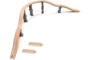 ORGMEMORY Wooden Train Bridges, Viaduct Bridge, Wooden Train Track Accessories, Wood Train Tracks, Train Tracks Compatible with All Major Brands, Wood Toys for Girls & Boys
