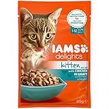 Iams Delights Kitten Huhn in Sauce, Nassfutter für junge Kätzchen bis 12 Monate, Probiergröße, Einzelbeutel (85 g)