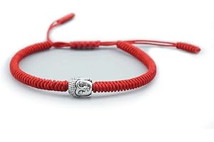EXINOX Pulsera Tradicional Tibetana | Hombre Mujer | Ajustable | Cabeza de Buda Budista