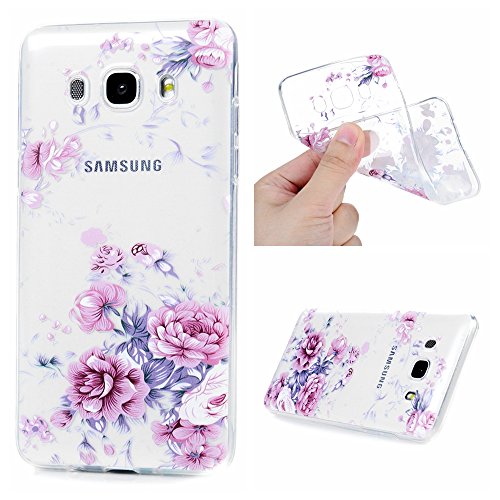 Badalink J5 2016 J510F 5.2" Silikon Handy Schutzhülle Rosa Rose Muster Ultra Slim Weich TPU Gummi Bumper Case Protective Back Soft Case Cover Schale Tasche Skin Hergestellt für Samsung Galaxy J5 2016