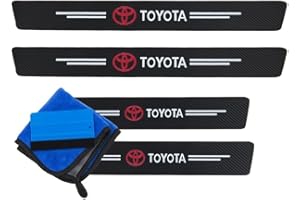 ODOKIT Seuil De Protection Fibre De Carbone Noir - Compatible avec Toyota Yaris, Corolla, C-HR, RAV4, Aygo, Auris, Highlander, Verso, Proace, Prius - Accessoires 4 Pièces (Rouge) - Facile à Installer