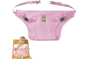 PYRUVAE Chaise de voyage portative, siège de sécurité Ceinture de sécurité, Harnais de Voyage pour Chaise Haute Portable pour Tout-petits et Bébés, Accessoires Essentiels pour Chaise Haute(Rose)