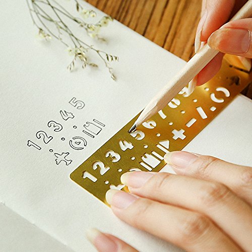 amupper Messing Nr. Buchstabe Schablonen – Metall Vorlagen mit viel Symbole – Set von 2 - 4