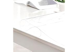 MERCURY TEXTIL- Mantel Fino de PVC Impermeable Transparente, Lámina Fina de Mesa Anti Manchas. Anchura de 140cm, Hule Protector de Muebles, Superficies y Mesa Rectangular (0,50mm-100cm Largo)