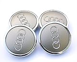 - Juego de 4 piezas tapacubos grises para Audi de 69 mm de aleación, tapa bujes para Audi TT, A1, A2, A3, A4, A5, A6, A8, Q5, Q7, S-Line