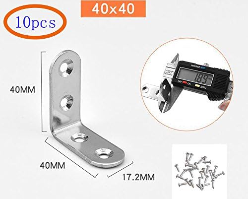 TAIKA 10pcs Heavy Duty Corner Brace, Stainless Steel 90 Degree Angle Brackets Fastener with Screws (40x40mm)