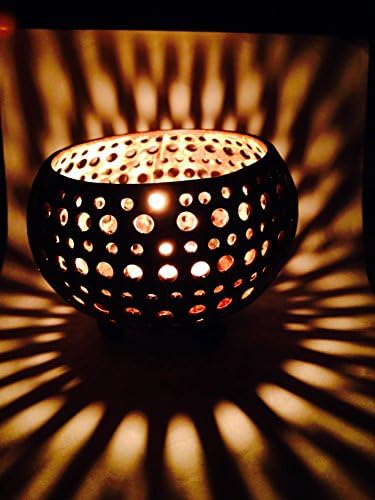 Lovely Coconut Shell Tea Light Candle Holder with Flower Candle Genuinely Handmade for Home, Room, patio, party decor