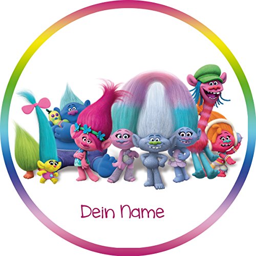Preisvergleich Produktbild Tortenaufleger Trolls1 mit Wunschtext / 20 cm Ø