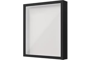 HEAVENLIFE Marcos con Profundidad, 22 x 27 cm Marco de Fotos de Madera, Marco de Caja de Sombra para Pared y Mesa, Marcos para Cuadros 3D, Marco de Objeto Rellenable para Medalla Recuerdo Flor (Negro 3CM)