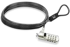 Ewent Cavo di Sicurezza con Serratura a Combinazione, Cavo di Sicurezza per Notebook, Laptop, PC, Proiettori, Cavo di Sicurezza a Combinazione in Acciaio Resistente con Slot Wedge,Cavo lungo 1,5 Metri