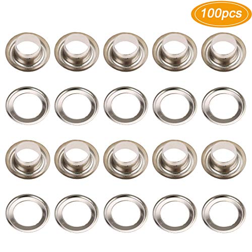 Dophee 100 Stück Tüllen Ösen mit Scheiben für Leder Handwerk Tasche Kleidung Schnürung und Stoff 8mm