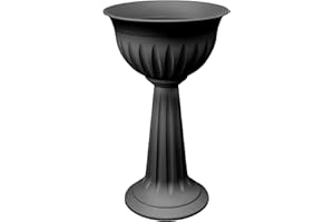 Muddy Hands 75cm Tall Black Plastic Large Plant Pot Outdoor Garden Patio Urn Round Tall Planter Stand Water Feature