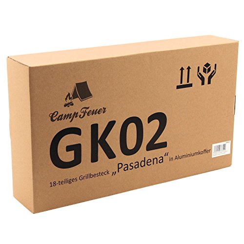 CampFeuer – Edelstahl Grillbesteck Set in 3 Varianten zur Auswahl, mit Aluminiumkoffer (18-teilig) - 6