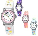 Pure Time® Einhorn Unicorn Kinder-Uhr Mädchen-Uhr Kinder Armband-Uhr Pferd Pony Tier Silikon Armband Mädchen Uhr Kinderuhr Weiß Rosa Lila Türkis Gelb Lern-Uhr Schul-Uhr 3D