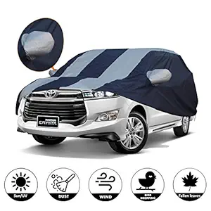 AllExtreme TC7005 Car Body Cover for Toyota Innova Crysta Custom Fit Dust UV Heat Resistant for Indoor Outdoor SUV Protection (Blue-Silver with Mirror)
