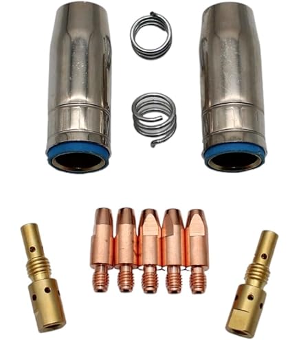 22-teiliges Verschleißteile-Set Für Schutzgasschweißgerät – Passend Für AK-15/MB-15 MIG, 12 Stromdüsen M6 0,8 Mm, 5 Gasdüsen, Düsenstock & Isolatoren 22-teiliges Verschleißteile-Set Für Schutzgasschweißgerät – Passend Für AK-15/MB-15 MIG, 12 Stromdüsen M6 0,8 Mm, 5 Gasdüsen, Düsenstock & Isolatoren