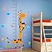 Wandsticker4U - Messlatte Giraffe Affe - Sonne Blumen Wandtattoo für Kinderzimmer Kinder entfernbare Wand Deko Aufkleber Babyzimmer Baby 105X180 cm XXL