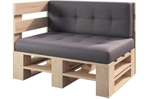 Sunnypillow Pallet Furniture, Euro Pallets, Indoor and Outdoor Lounge, Garden Furniture, Wood Garden Furniture Set, Lounge Furniture, Terrace, Balcony, Loft Style, Pallets, Solid Wood, 2-seater Sofa, Mottled, Natural