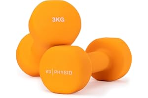 Dumbbells Set Weights by KG Physio - Neoprene-Coated Dumbbells, Sweat-Resistant Dumbellsweights Set with Anti-Roll Technology, Dumbbell Set with Exercise Poster, 1-10kg Dumbbells Pair