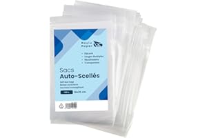 Raylu Paper - Sachets Plastiques Transparents Zip, Pack De 100 Sacs en Plastique Transparent Refermables pour stoker la Nourriture et Autres Objets, Usages Multiples (18 x 25 cm)