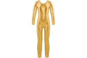 CHICTRY Body da Ginnastica Artistica Bambina Metallico Jumpsuit Body da Balletto Vestito Danza Classica Bodysuit a Manica Lunga Ballerina Tuta Sportiva Pagliaccetto Tutine