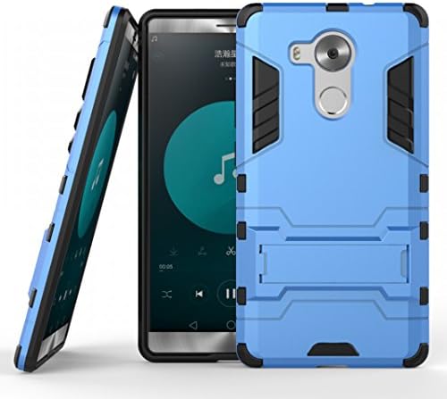 OuDu Huawei Mate 8 Case, Armour Bodyguard Case for Huawei Mate 8 TPU Silicone Rubber Frame Matte Hard Back Cover Hybrid Dual Layer Shell Logo Cut-out Bumper Heavy Duty Holster Flexible Lightweight Sleeve Durable Protective Skin Anti-slip Anti-shock Anti-scratch Cover Stand Function Case - Blue