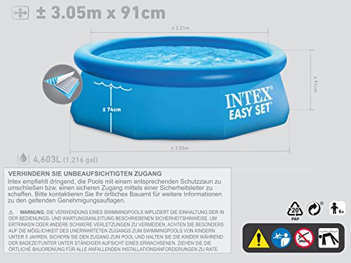 Intex 305×91 cm Swimming Pool Quick-Up Schwimmbecken Schwimmbad Planschbecken - 5
