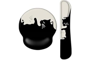 AOKSUNOVA Poggiapolsi per tastiera Mouse Poggiapolsi Set di tappetini per mouse ergonomici Tappetino per mouse con poggiapolsi per gatti