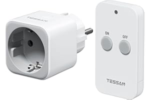 TESSAN Prise Télécommandée Programmable, Portée 30,5 M Prise Telecommande Sans Fil, Intérieures avec Interrupteur, pour Décoration de Noël, Électroménager, Éclairage, 2300 W, blanc